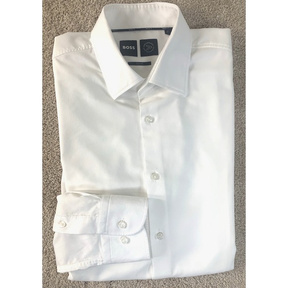 BOSS Large Slim Fit Performance Long Sleeve Men's Dress Shirt L/16 - Picture 2 of 14